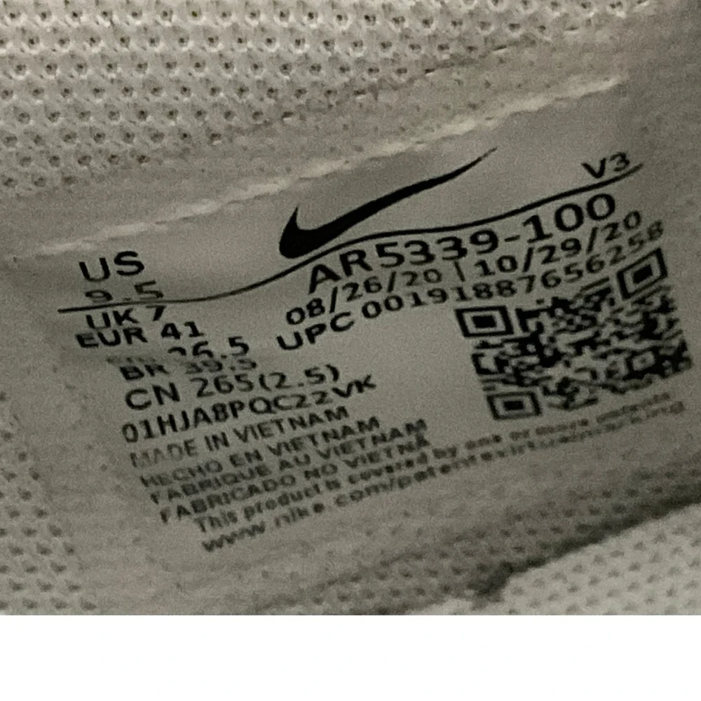 Nike Air Force 1 Sage Low Triple White Women 9.5 Platform Sneakers AR5339-100